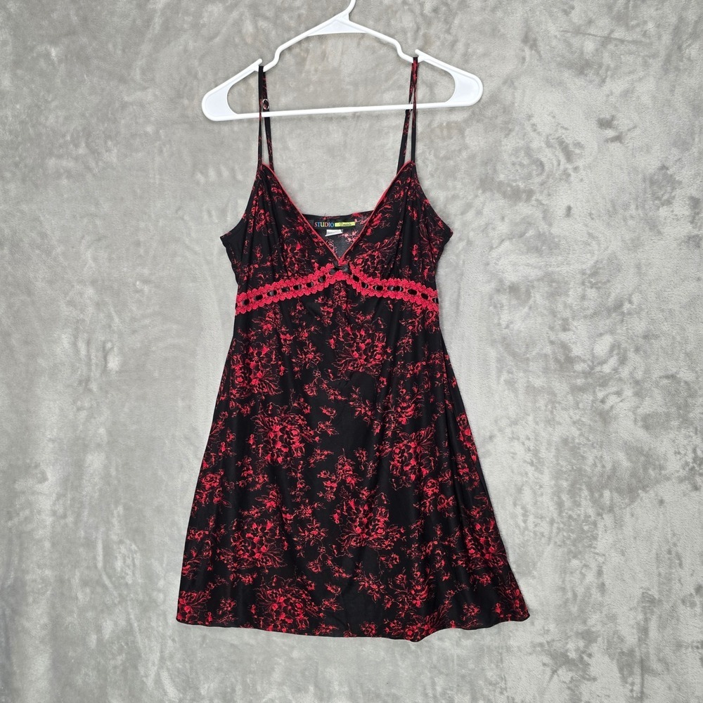 Y2K Donatella Slip Mini Dress Whimsigoth Night Gown Fairy Grunge Lace Strech Med - Picture 2 of 15